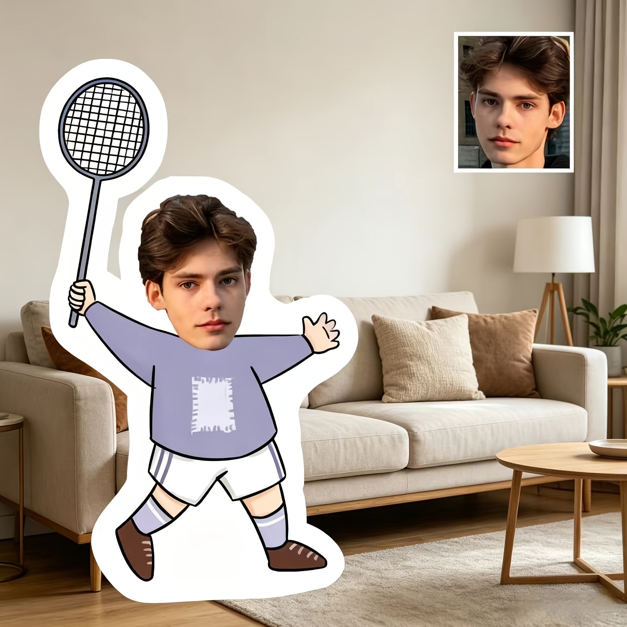 Badminton Photo - 1 Stück - Personalisiertes Badminton-Sportporträt-Kissen, Fotoporträt