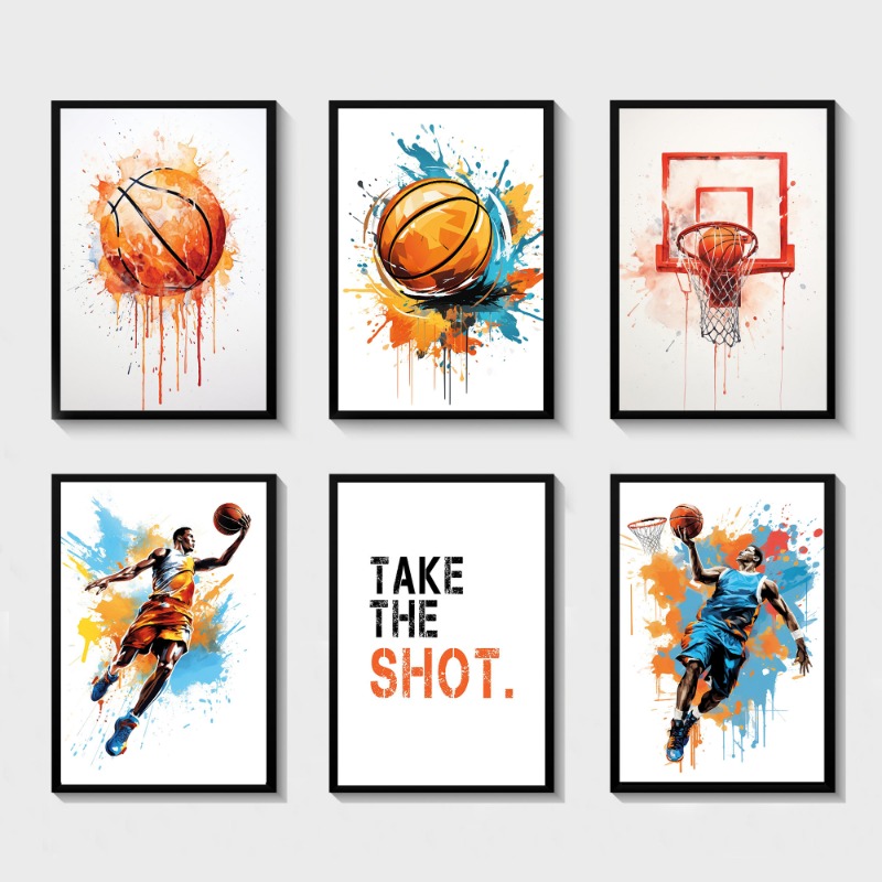Badminton Zone - Aquarell Graffiti Basketball schießen Sport Jungen